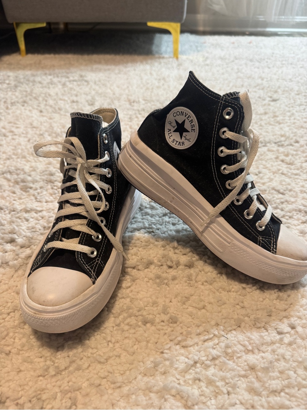 Converse Black & White High-Top Platform Sneakers